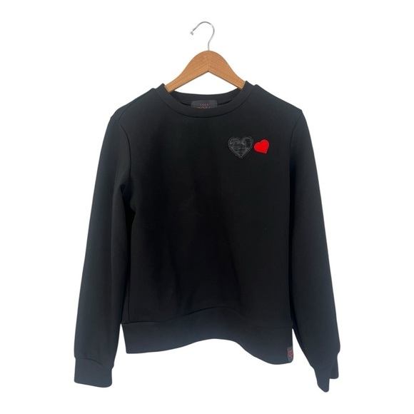 Teen Boss Sweatshirt Heart Applique Size Small Black Long Sleeve Crew - Picture 2 of 6